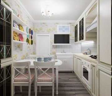 Фото № 1: Дизайн-проект кухни 8.49  м² Стиль Прованс для ЖК Московский