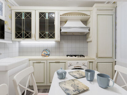 Фото № 4: Дизайн-проект кухни 8.49  м² Стиль Прованс для ЖК Московский