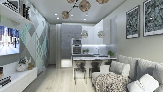 Фото № 1: Дизайн-проект двухкомнатной квартиры 64.4  м² Стиль Фьюжн для ЖК Искра-Парк