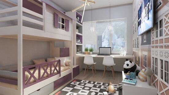 Фото № 5: Дизайн-проект двухкомнатной квартиры 64.4  м² Стиль Фьюжн для ЖК Искра-Парк