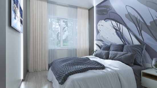 Фото № 6: Дизайн-проект двухкомнатной квартиры 64.4  м² Стиль Фьюжн для ЖК Искра-Парк