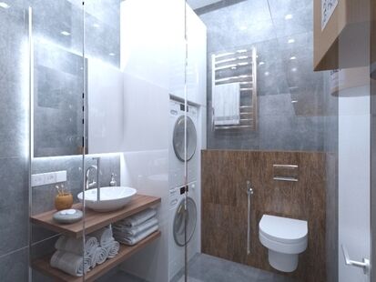 Фото № 3: Дизайн-проект двухкомнатной квартиры 64.4  м² Стиль Фьюжн для ЖК Искра-Парк