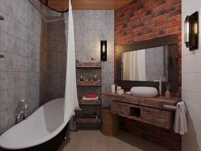 Фото № 1: Дизайн-проект ванной 5.8  м² Стиль Лофт для ЖК Московский