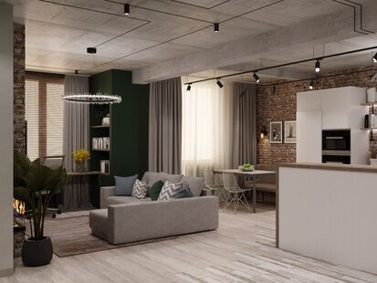 Фото № 1: Дизайн-проект трехкомнатной квартиры 57.92  м² Стиль Лофт для ЖК Московский