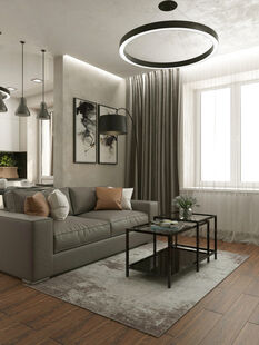 Фото № 1: Дизайн-проект двухкомнатной квартиры 44.5  м² Стиль фьюжн для ЖК Усадьба Суханово