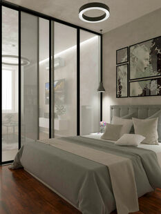 Фото № 2: Дизайн-проект двухкомнатной квартиры 44.5  м² Стиль фьюжн для ЖК Усадьба Суханово