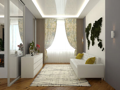 Фото № 4: Дизайн-проект двухкомнатной квартиры 82.87  м² Стиль фьюжн для ЖК Серебряный бор