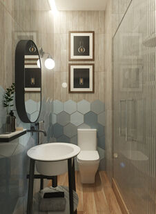 Фото № 3: Дизайн-проект двухкомнатной квартиры 82.87  м² Стиль фьюжн для ЖК Серебряный бор