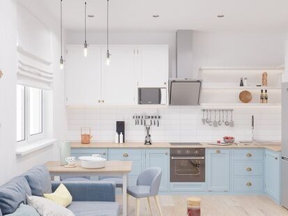 Фото № 1: Дизайн-проект трехкомнатной квартиры 57.62  м² Скандинавский стиль для ЖК Московский