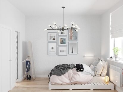 Фото № 4: Дизайн-проект трехкомнатной квартиры 57.62  м² Скандинавский стиль для ЖК Московский