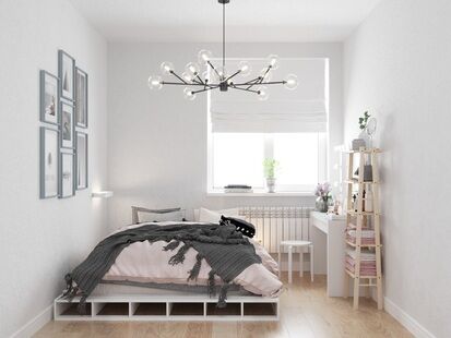 Фото № 2: Дизайн-проект трехкомнатной квартиры 57.62  м² Скандинавский стиль для ЖК Московский