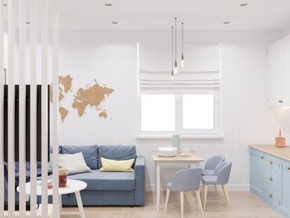 Фото № 6: Дизайн-проект трехкомнатной квартиры 57.62  м² Скандинавский стиль для ЖК Московский