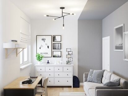 Фото № 5: Дизайн-проект трехкомнатной квартиры 57.62  м² Скандинавский стиль для ЖК Московский