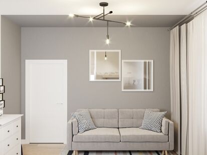 Фото № 3: Дизайн-проект трехкомнатной квартиры 57.62  м² Скандинавский стиль для ЖК Московский