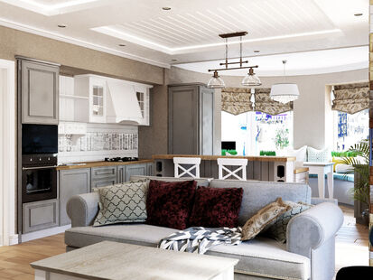 Фото № 1: Дизайн-проект трехкомнатной квартиры 89.4  м² Стиль Этнический для ЖК Московский