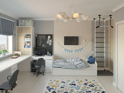 Фото № 4: Дизайн-проект трехкомнатной квартиры 89.3  м² Стиль Модернизм для ЖК Московский