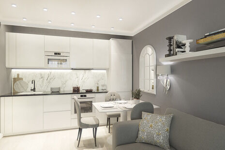 Фото № 6: Дизайн-проект двухкомнатной квартиры 53.97  м² Стиль Современная классика для ЖК Московский