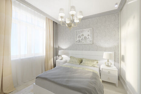 Фото № 2: Дизайн-проект двухкомнатной квартиры 53.97  м² Стиль Современная классика для ЖК Московский