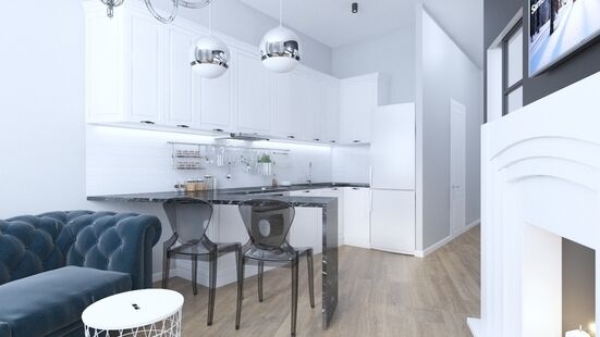 Фото № 1: Дизайн-проект однокомнатной квартиры 36.67  м² Стиль Эклектика для ЖК Московский