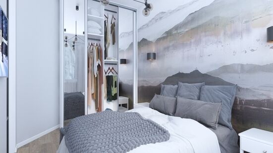 Фото № 4: Дизайн-проект однокомнатной квартиры 36.67  м² Стиль Эклектика для ЖК Московский