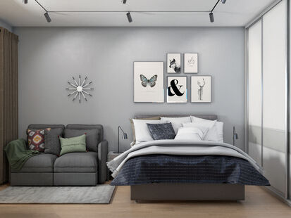 Фото № 1: Дизайн-проект однокомнатной квартиры 37.9  м² Стиль Минимализм для ЖК Московский