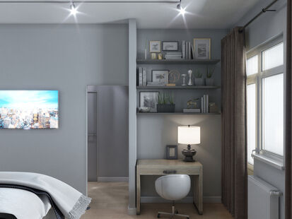 Фото № 2: Дизайн-проект однокомнатной квартиры 37.9  м² Стиль Минимализм для ЖК Московский