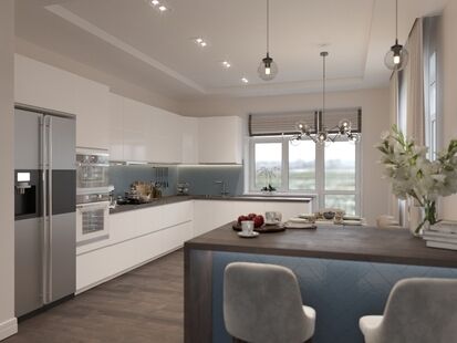 Фото № 3: Дизайн-проект четырехкомнатной квартиры 111.23  м² Стиль Американская классика для двухуровневой квартиры