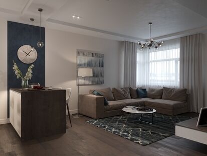 Фото № 5: Дизайн-проект четырехкомнатной квартиры 111.23  м² Стиль Американская классика для двухуровневой квартиры