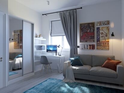 Фото № 4: Дизайн-проект четырехкомнатной квартиры 111.23  м² Стиль Американская классика для двухуровневой квартиры