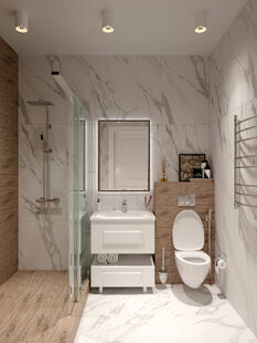 Фото № 2: Дизайн-проект четырехкомнатной квартиры 111.23  м² Стиль Американская классика для двухуровневой квартиры