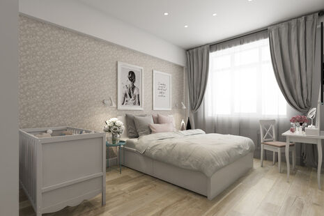 Фото № 5: Дизайн-проект однокомнатной квартиры 46.6  м² Скандинавский стиль для ЖК Московский