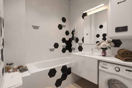 Фото № 2: Дизайн-проект однокомнатной квартиры 46.6  м² Скандинавский стиль для ЖК Московский