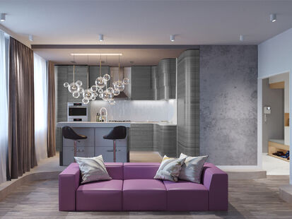 Фото № 1: Дизайн-проект трехкомнатной квартиры 85.29  м² Стиль Фьюжн для ЖК Московский