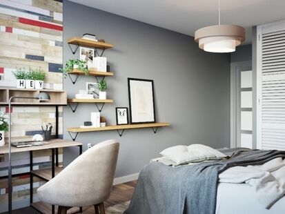 Фото № 4: Дизайн-проект трехкомнатной квартиры 93.82  м² Стиль Этнический для ЖК Московский