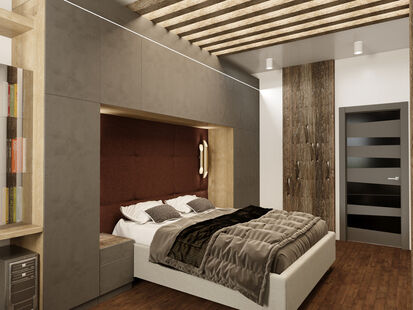 Фото № 2: Дизайн-проект спальни 16.85  м² Стиль Этнический для ЖК Московский