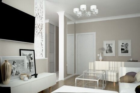 Фото № 2: Дизайн-проект трехкомнатной квартиры 79.3  м² Стиль Современная классика для ЖК Соколовский