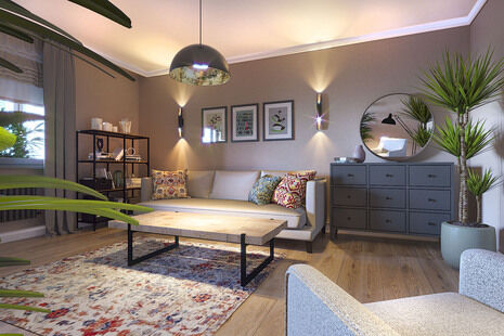 Фото № 1: Дизайн-проект трехкомнатной квартиры 96.8  м² Стиль Этнический для ЖК Московский