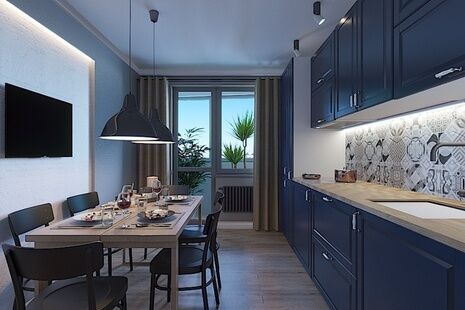 Фото № 6: Дизайн-проект трехкомнатной квартиры 96.8  м² Стиль Этнический для ЖК Московский