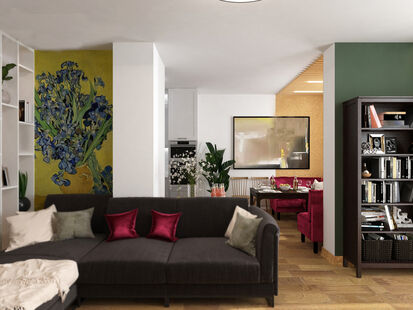 Фото № 1: Дизайн-проект трехкомнатной квартиры 75.95  м² Стиль Эклектика для ЖК Московский