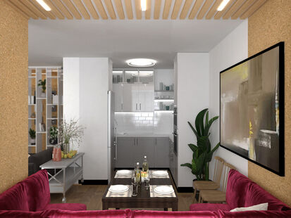 Фото № 6: Дизайн-проект трехкомнатной квартиры 75.95  м² Стиль Эклектика для ЖК Московский