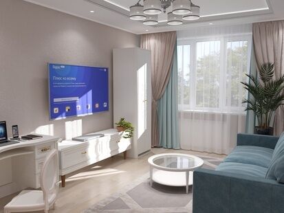 Фото № 5: Дизайн-проект двухкомнатной квартиры 61.57  м² Стиль Современная классика для ЖК Московский