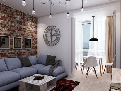 Фото № 1: Дизайн-проект однокомнатной квартиры 48.9  м² Стиль Этнический для ЖК Московский