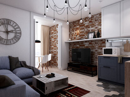 Фото № 3: Дизайн-проект однокомнатной квартиры 48.9  м² Стиль Этнический для ЖК Московский