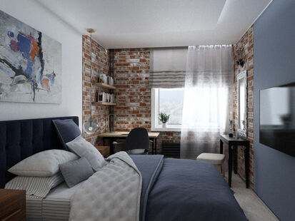 Фото № 5: Дизайн-проект однокомнатной квартиры 48.9  м² Стиль Этнический для ЖК Московский