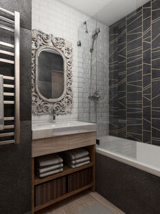 Фото № 4: Дизайн-проект однокомнатной квартиры 48.9  м² Стиль Этнический для ЖК Московский