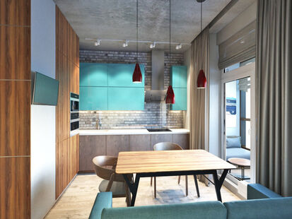 Фото № 3: Дизайн-проект однокомнатной квартиры 53.2  м² Стиль Эклектика для ЖК Пять звезд