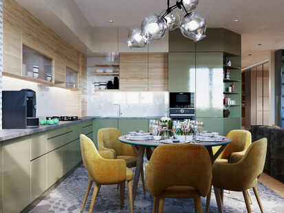 Фото № 4: Дизайн-проект пятикомнатной квартиры 181.64  м² Стиль Контемпорари для двухэтажного дома