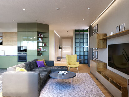 Фото № 6: Дизайн-проект пятикомнатной квартиры 181.64  м² Стиль Контемпорари для двухэтажного дома