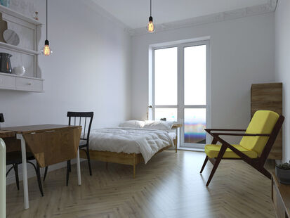 Фото № 1: Дизайн-проект квартиры-студии 25.67  м² Скандинавский стиль для ЖК Московский