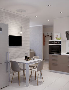 Фото № 1: Дизайн-проект однокомнатной квартиры 41.56  м² Стиль Контемпорари для ЖК Московский